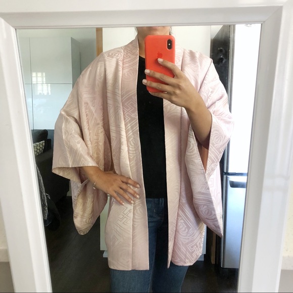 Vintage Jackets & Blazers - Vintage Pink Japanese Haori Kimono Jacket